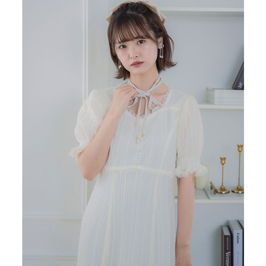 クチュールバイロジータ couture BY ROJITA レーシーチェックワンピース （アイボリー） アイボリー
