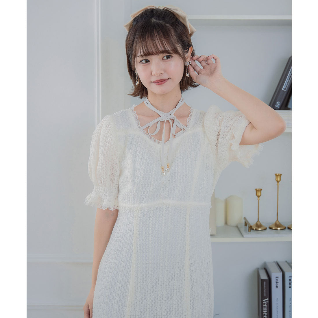 クチュールバイロジータ couture BY ROJITA レーシーチェックワンピース （アイボリー） アイボリー