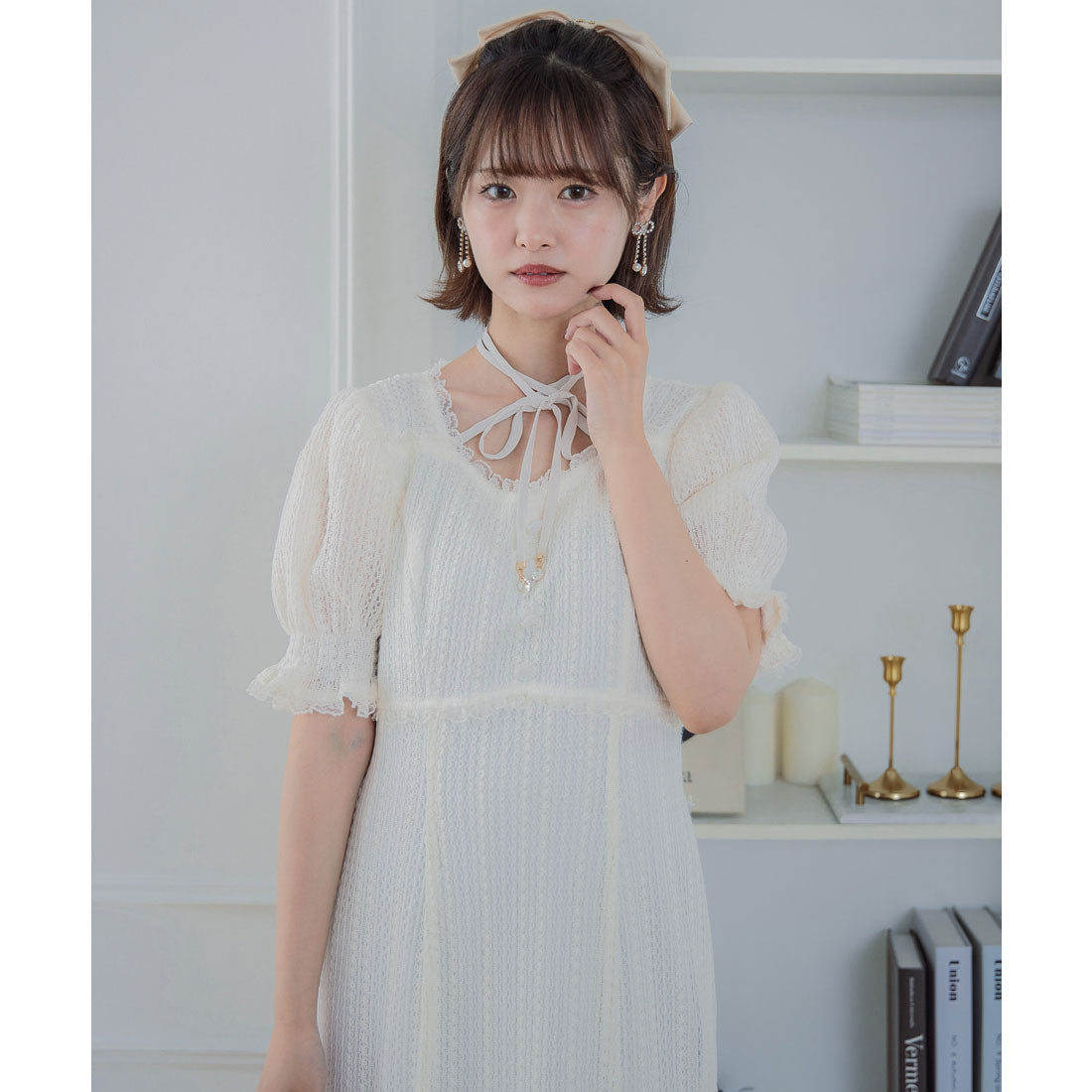 クチュールバイロジータ couture BY ROJITA レーシーチェックワンピース （アイボリー） アイボリー
