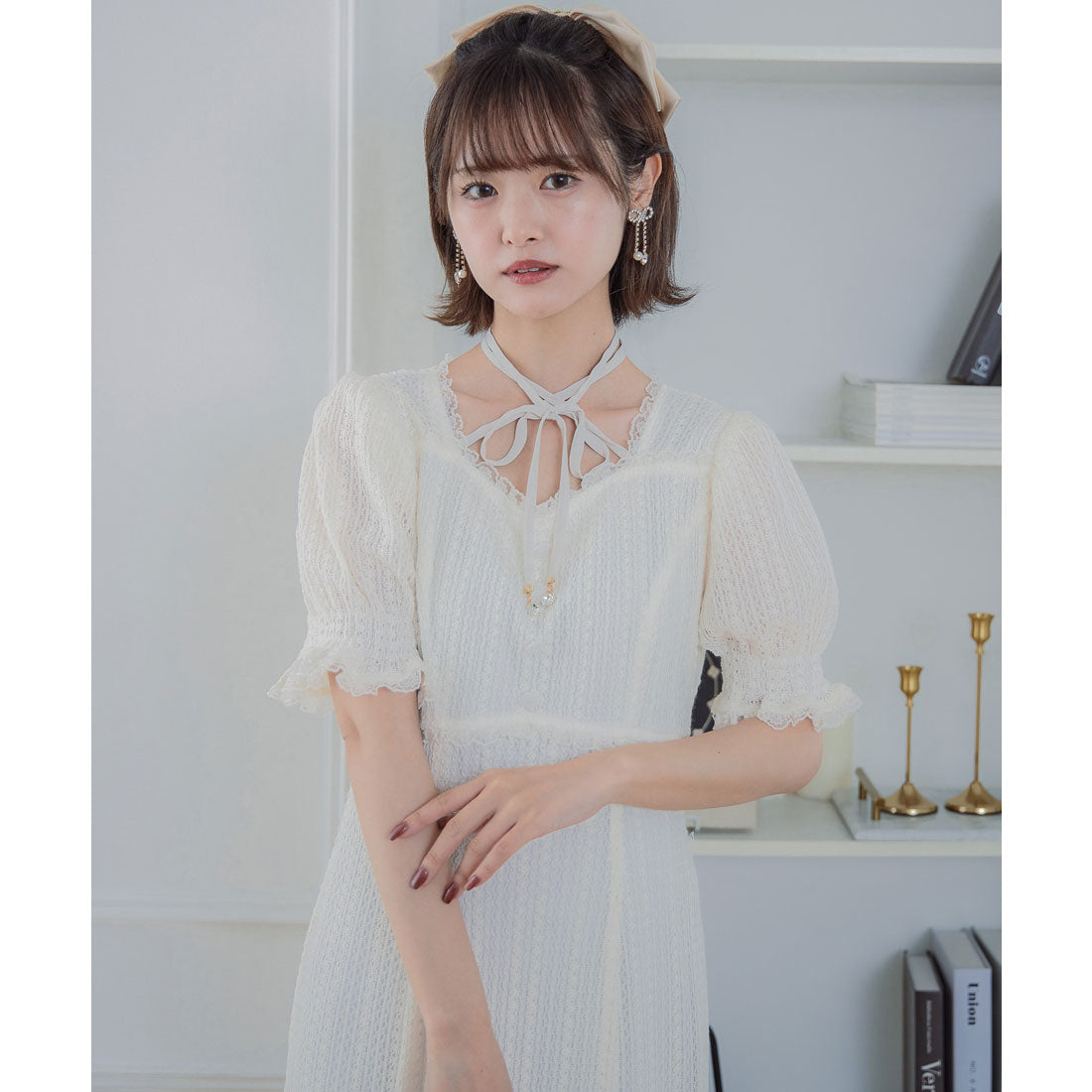 クチュールバイロジータ couture BY ROJITA レーシーチェックワンピース （アイボリー） アイボリー