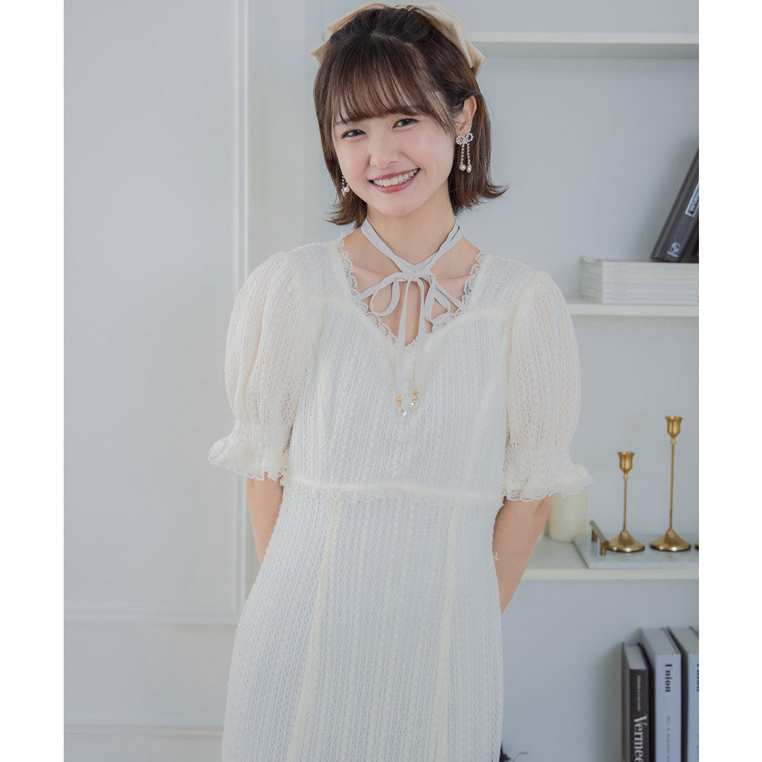 クチュールバイロジータ couture BY ROJITA レーシーチェックワンピース （アイボリー） アイボリー