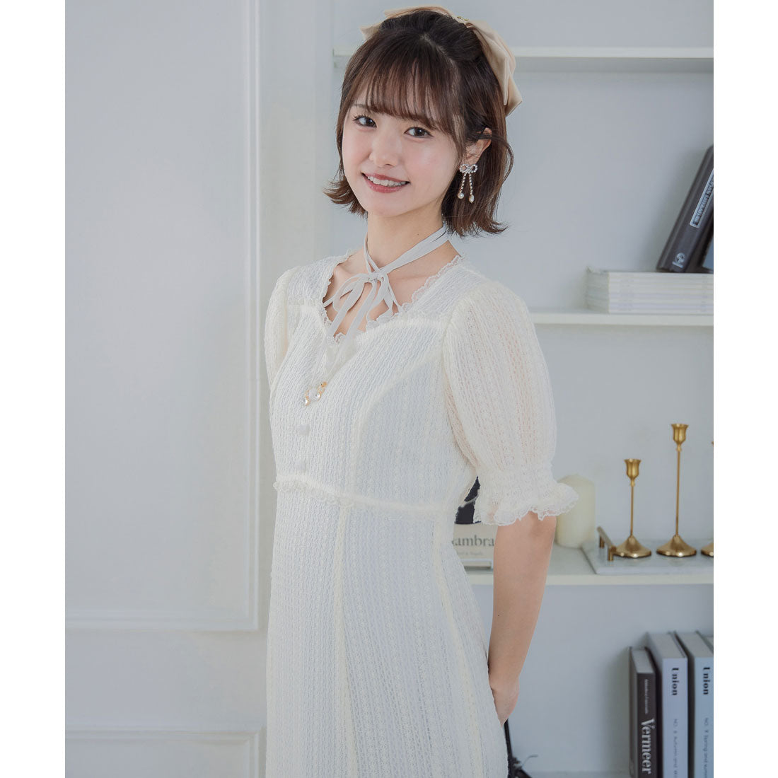 クチュールバイロジータ couture BY ROJITA レーシーチェックワンピース （アイボリー） アイボリー