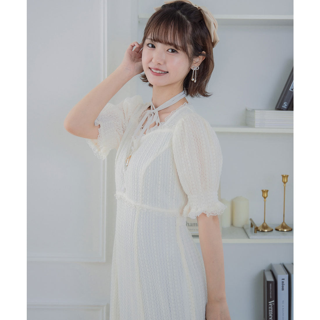 クチュールバイロジータ couture BY ROJITA レーシーチェックワンピース （アイボリー） アイボリー