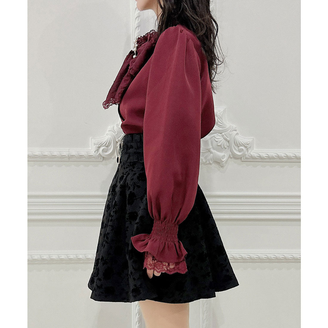 クチュールバイロジータ couture BY ROJITA 花柄フロッキーフレアスカート （ブラック） ブラック