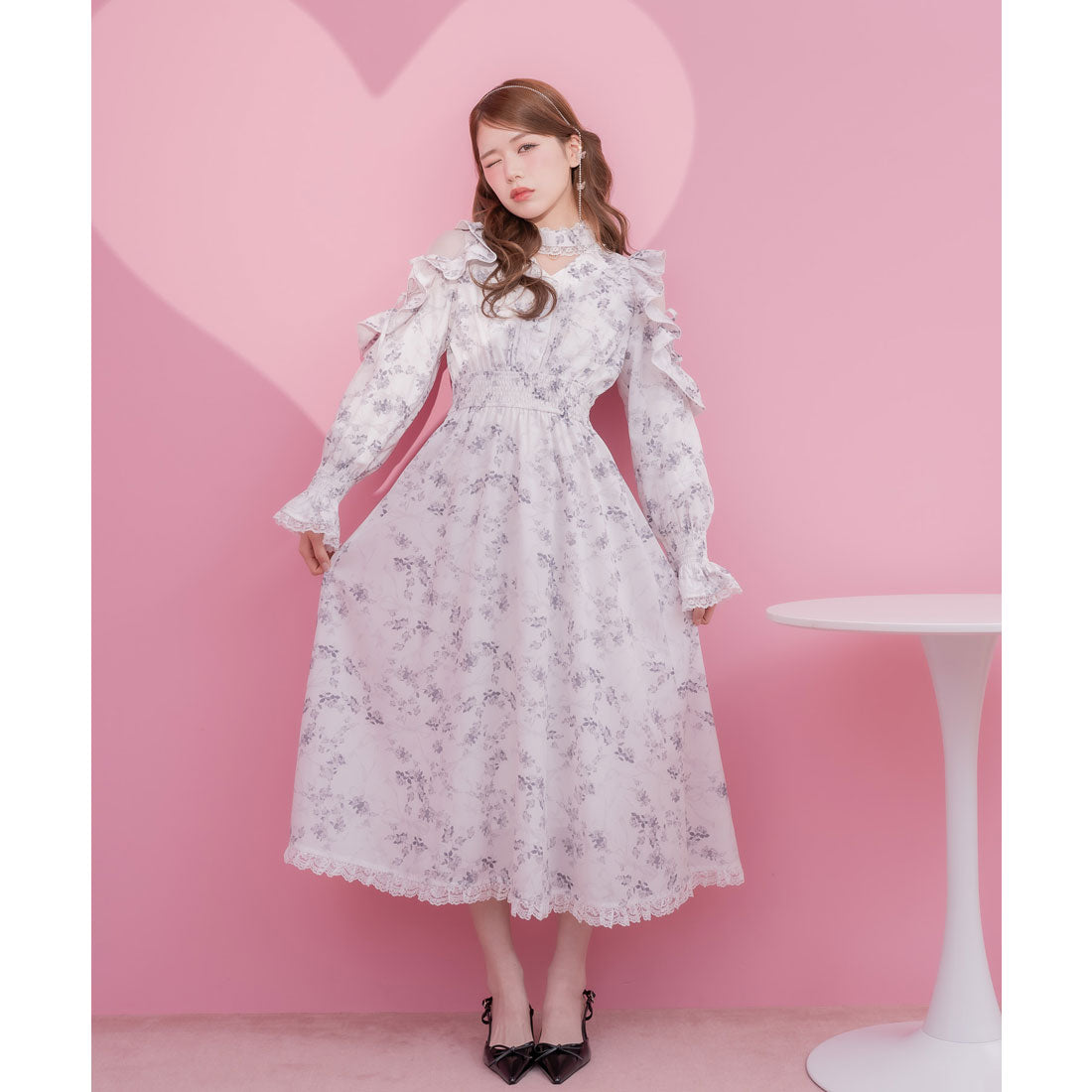 クチュールバイロジータ couture BY ROJITA オリジナルローズリボンロングワンピース （ホワイト） ホワイト