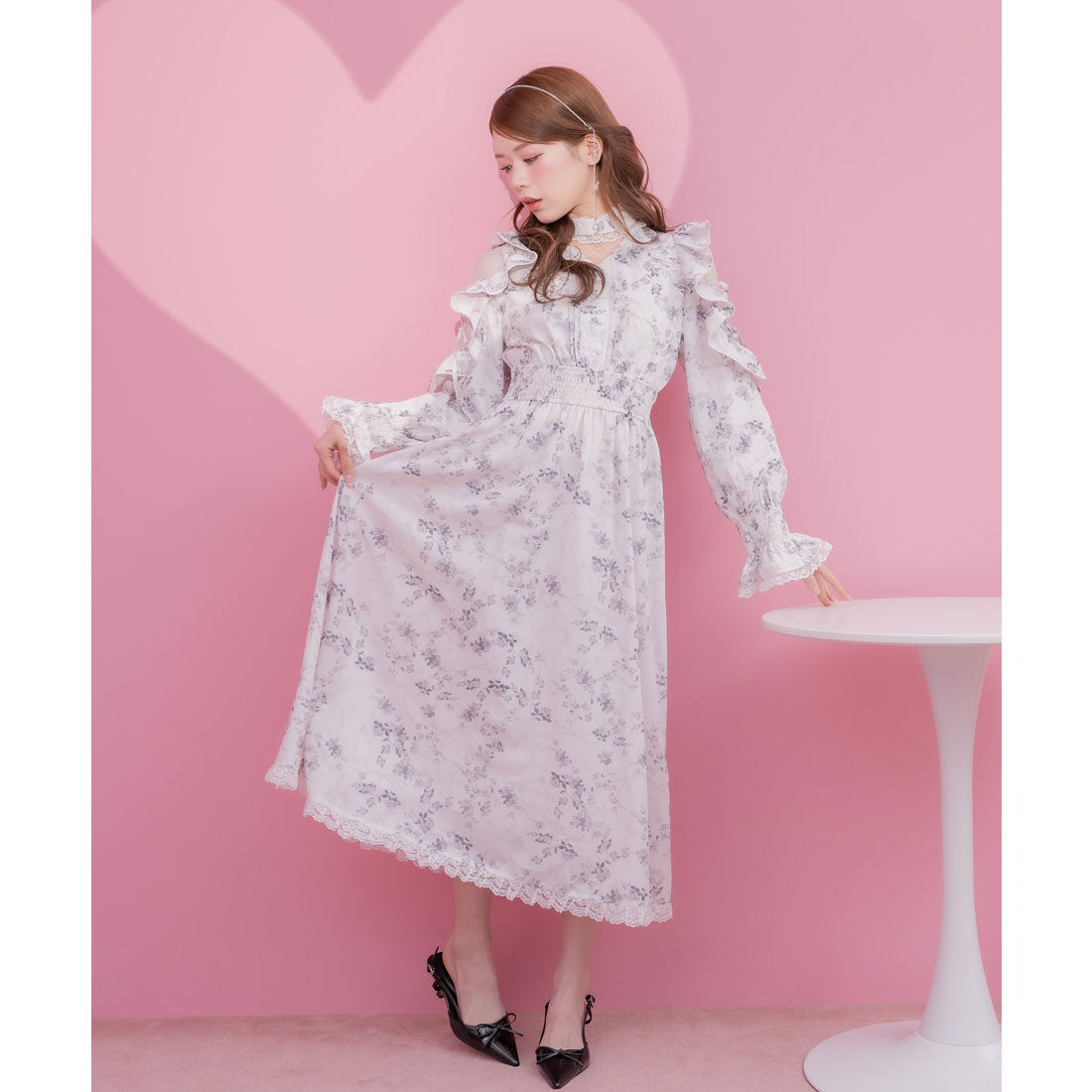 クチュールバイロジータ couture BY ROJITA オリジナルローズリボンロングワンピース （ホワイト） ホワイト