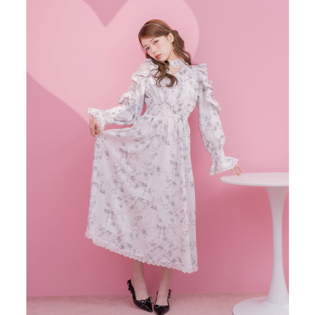クチュールバイロジータ couture BY ROJITA オリジナルローズリボンロングワンピース （ホワイト） ホワイト