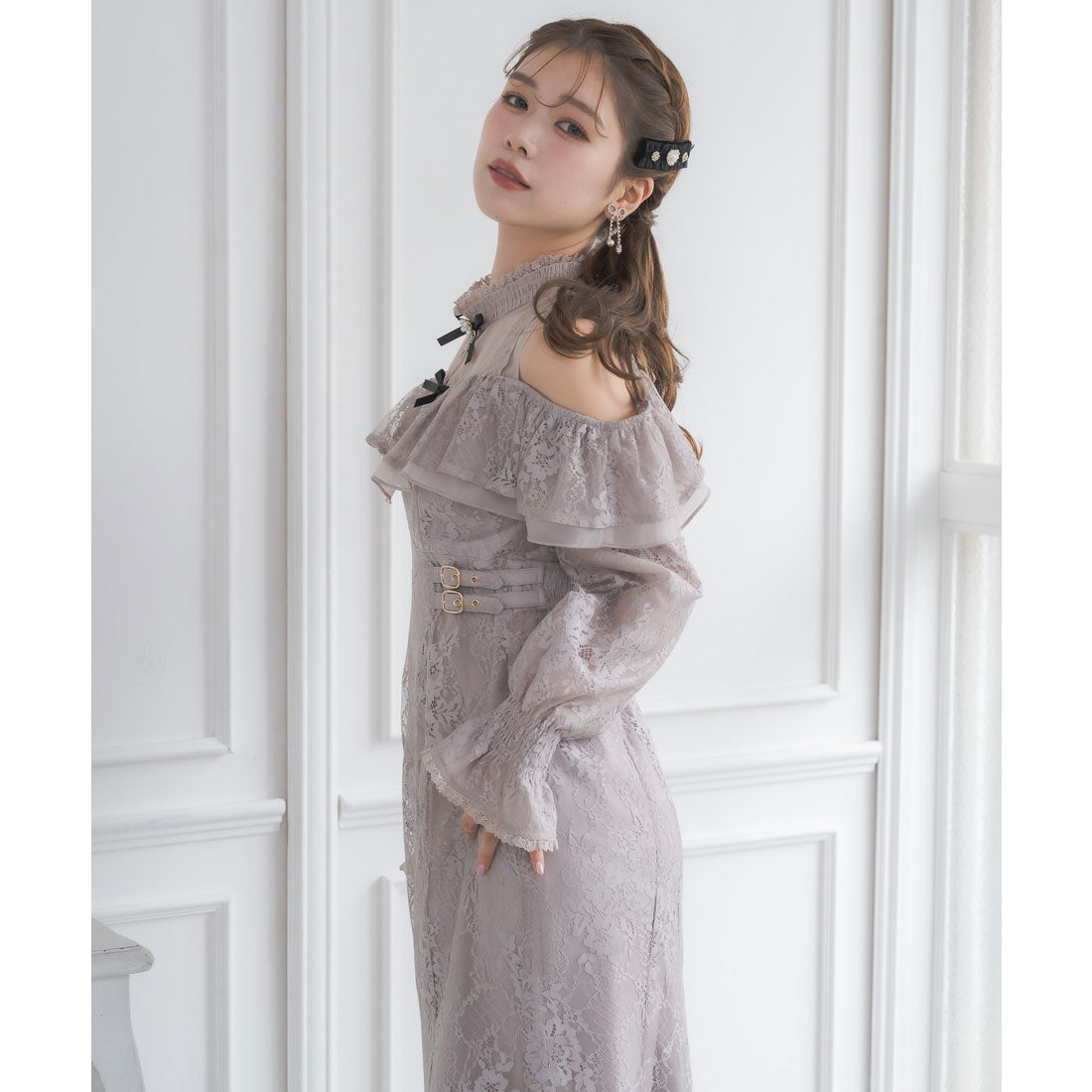クチュールバイロジータ couture BY ROJITA 肩開き総レースワンピース （ピンクベージュ） ピンクベージュ