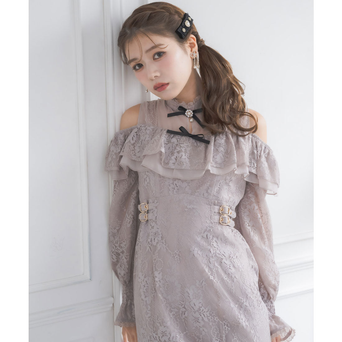 クチュールバイロジータ couture BY ROJITA 肩開き総レースワンピース （ピンクベージュ） ピンクベージュ