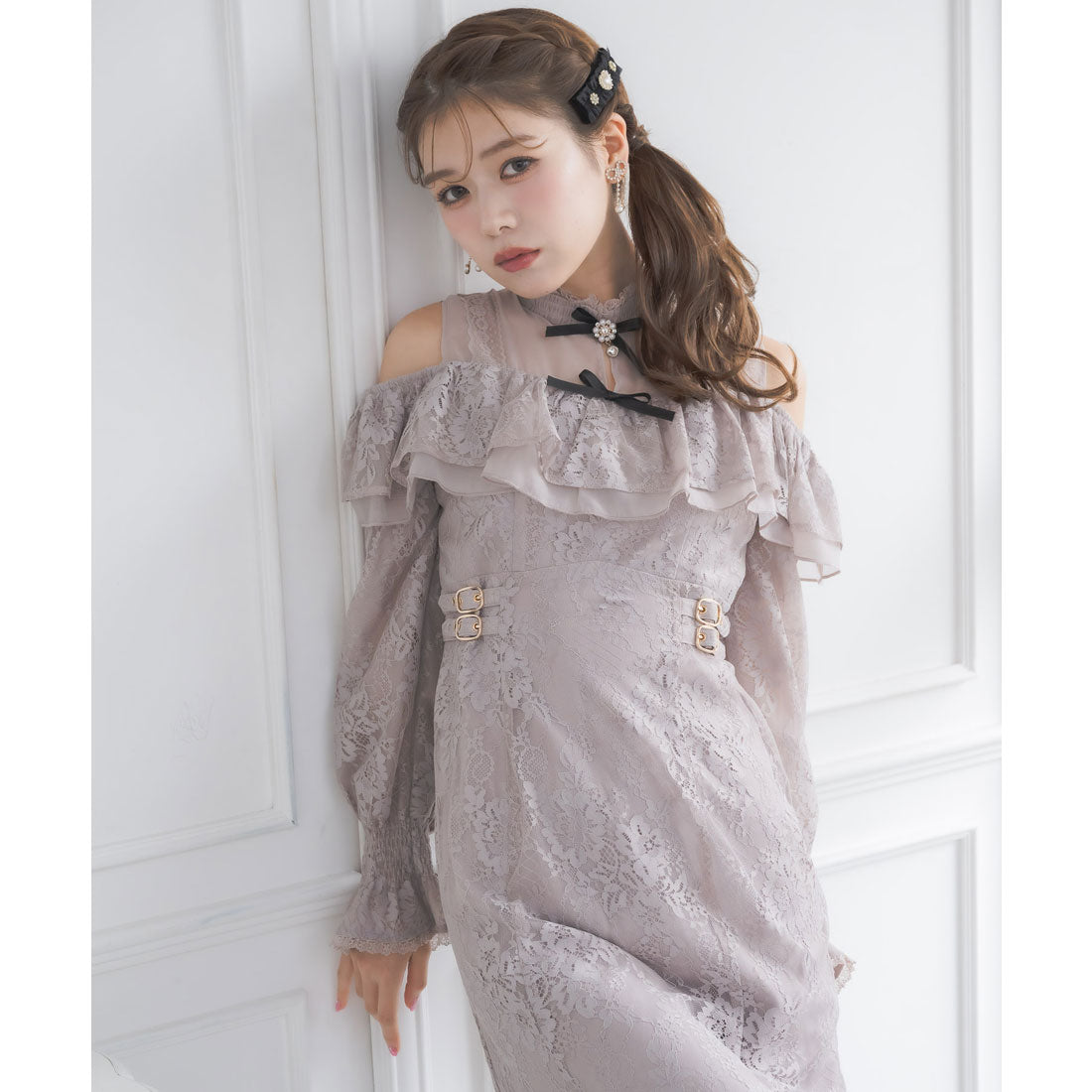 クチュールバイロジータ couture BY ROJITA 肩開き総レースワンピース （ピンクベージュ） ピンクベージュ