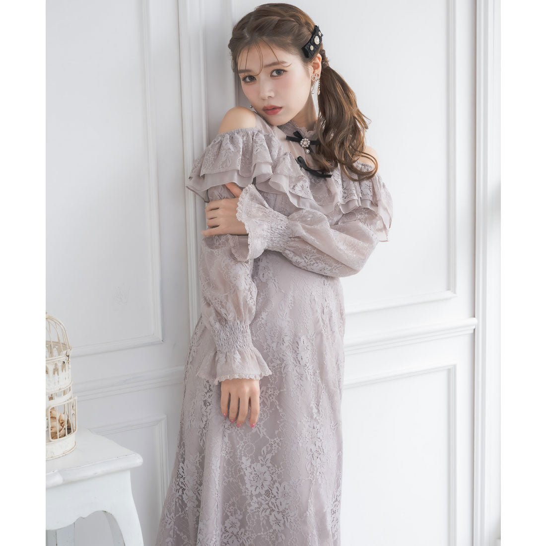クチュールバイロジータ couture BY ROJITA 肩開き総レースワンピース （ピンクベージュ） ピンクベージュ