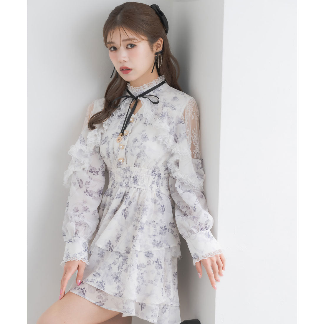 クチュールバイロジータ couture BY ROJITA ラッフルティアードフレアミニワンピース （マルチ） マルチ