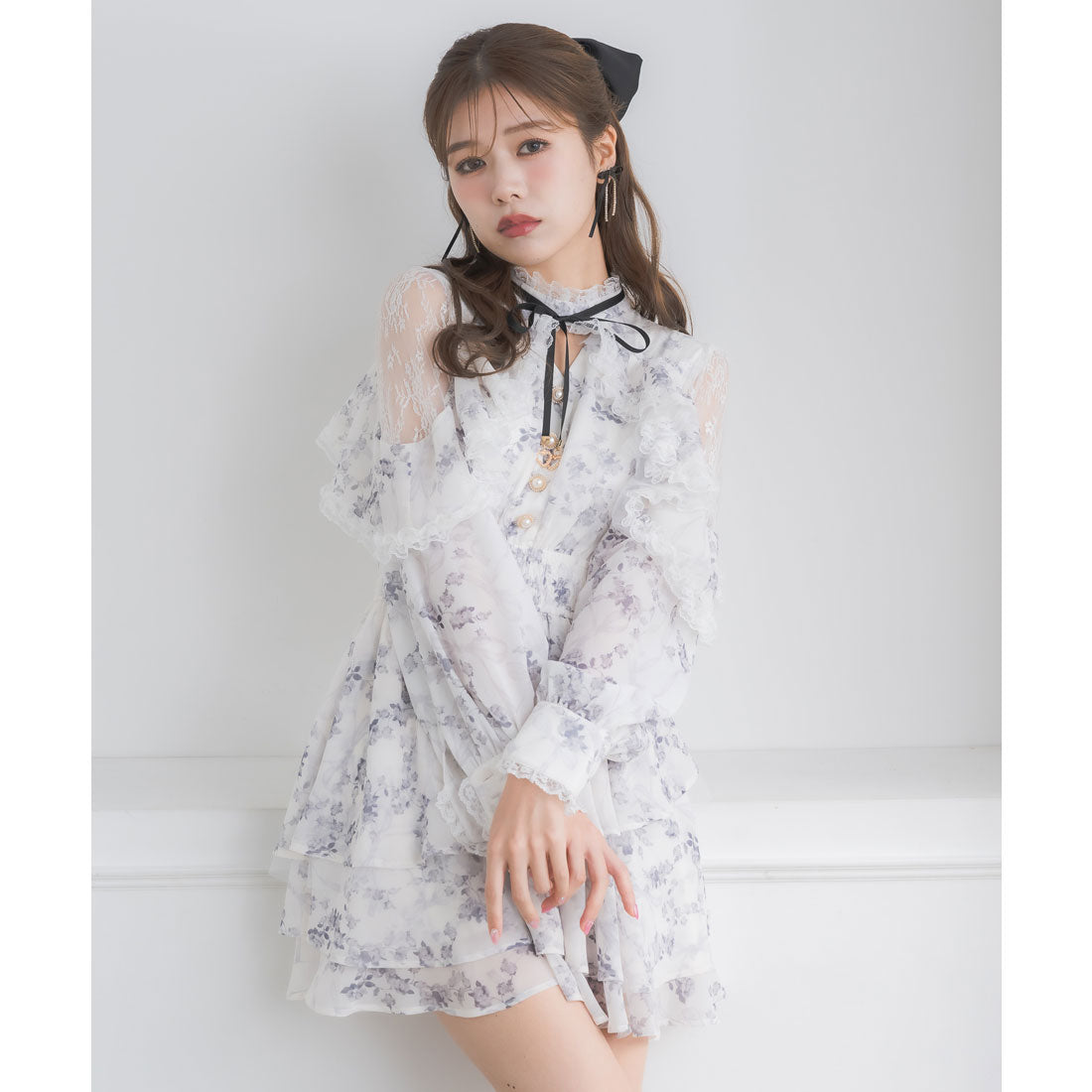 クチュールバイロジータ couture BY ROJITA ラッフルティアードフレアミニワンピース （マルチ） マルチ