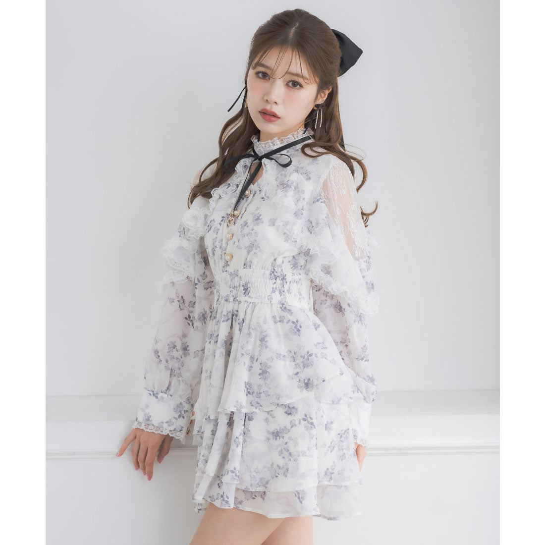 クチュールバイロジータ couture BY ROJITA ラッフルティアードフレアミニワンピース （マルチ） マルチ