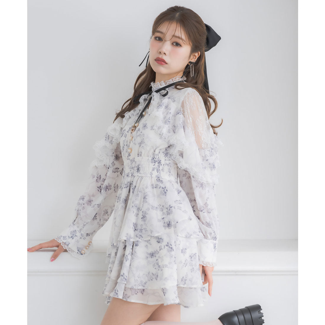 クチュールバイロジータ couture BY ROJITA ラッフルティアードフレアミニワンピース （マルチ） マルチ