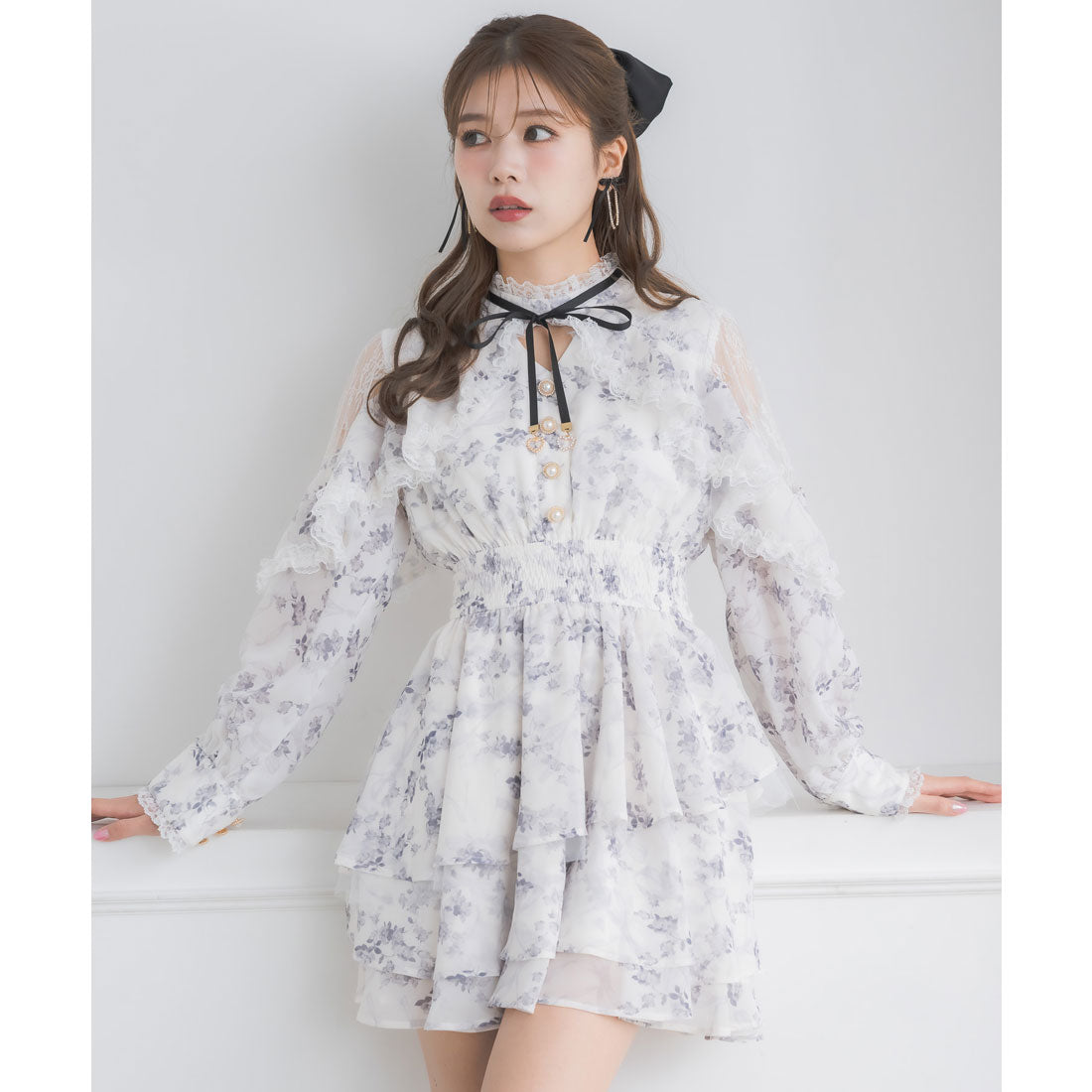 クチュールバイロジータ couture BY ROJITA ラッフルティアードフレアミニワンピース （マルチ） マルチ