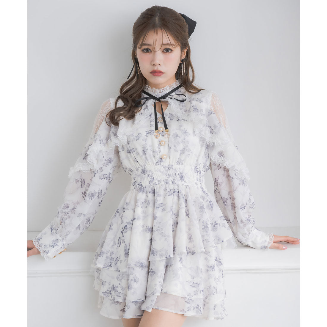 クチュールバイロジータ couture BY ROJITA ラッフルティアードフレアミニワンピース （マルチ） マルチ