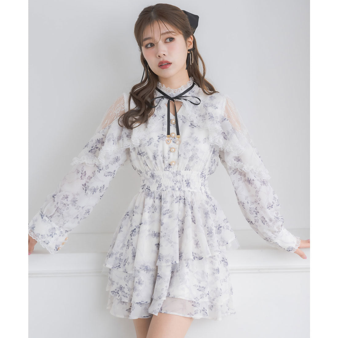クチュールバイロジータ couture BY ROJITA ラッフルティアードフレアミニワンピース （マルチ） マルチ