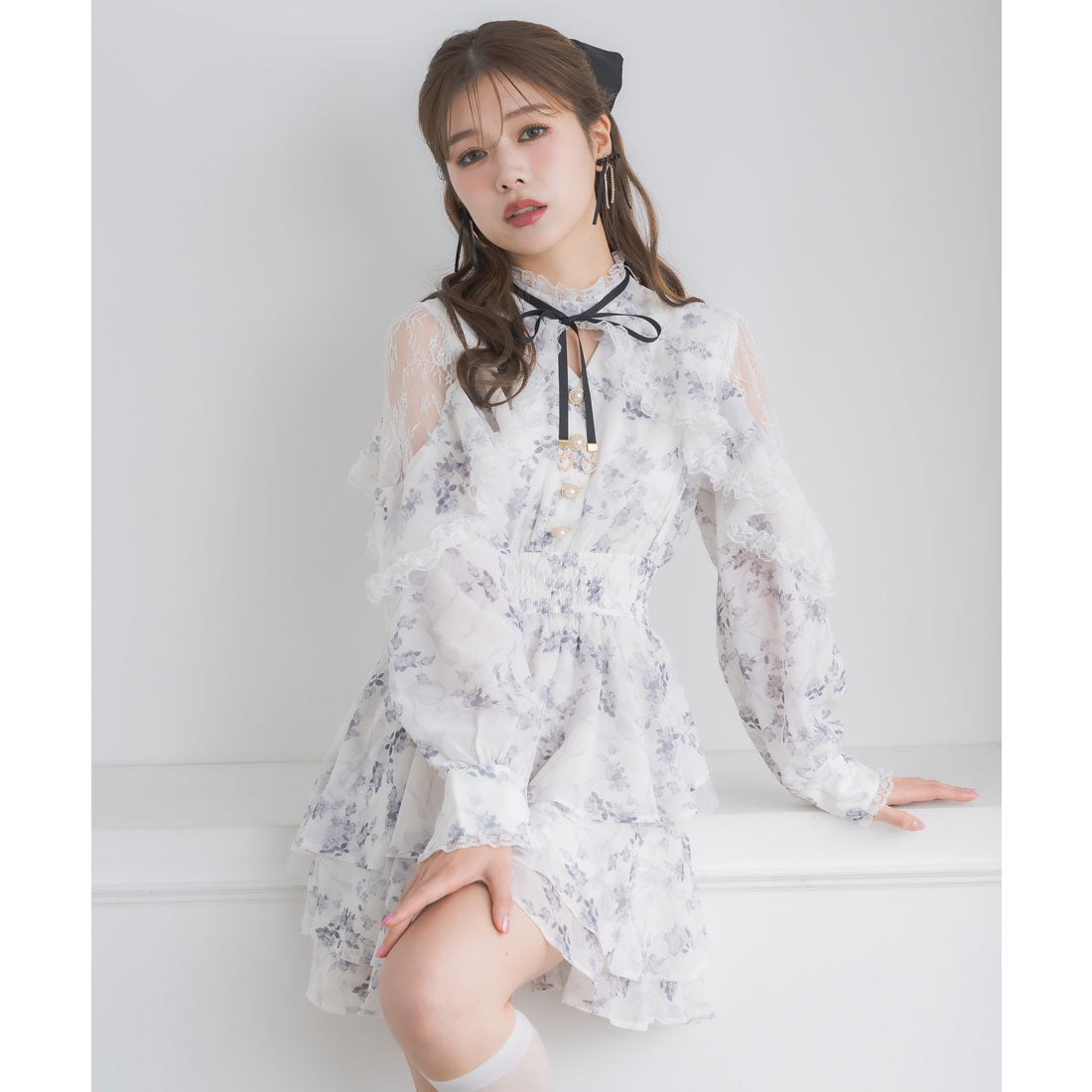 クチュールバイロジータ couture BY ROJITA ラッフルティアードフレアミニワンピース （マルチ） マルチ