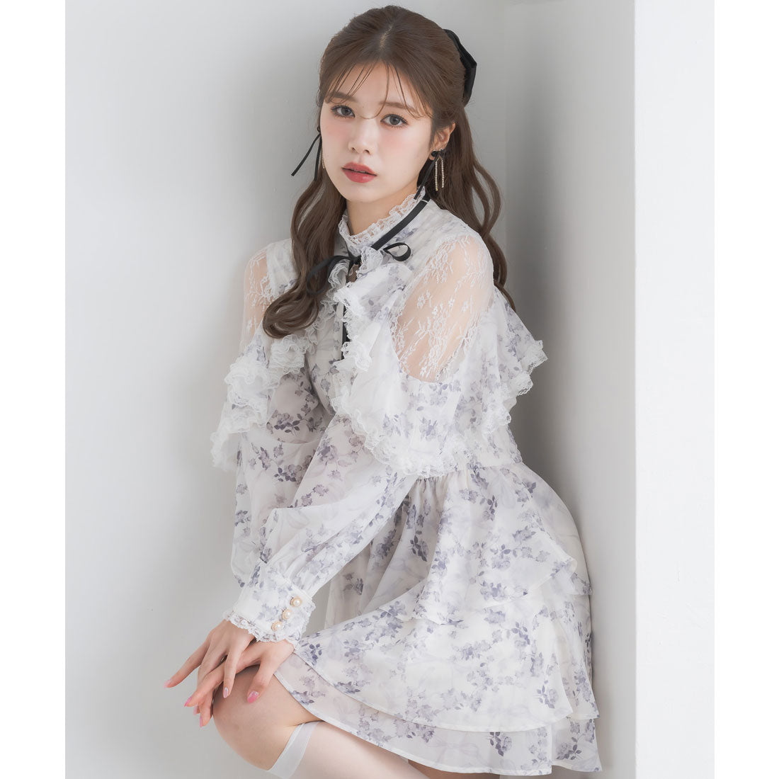 クチュールバイロジータ couture BY ROJITA ラッフルティアードフレアミニワンピース （マルチ） マルチ