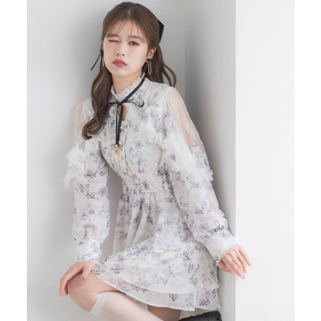 クチュールバイロジータ couture BY ROJITA ラッフルティアードフレアミニワンピース （マルチ） マルチ