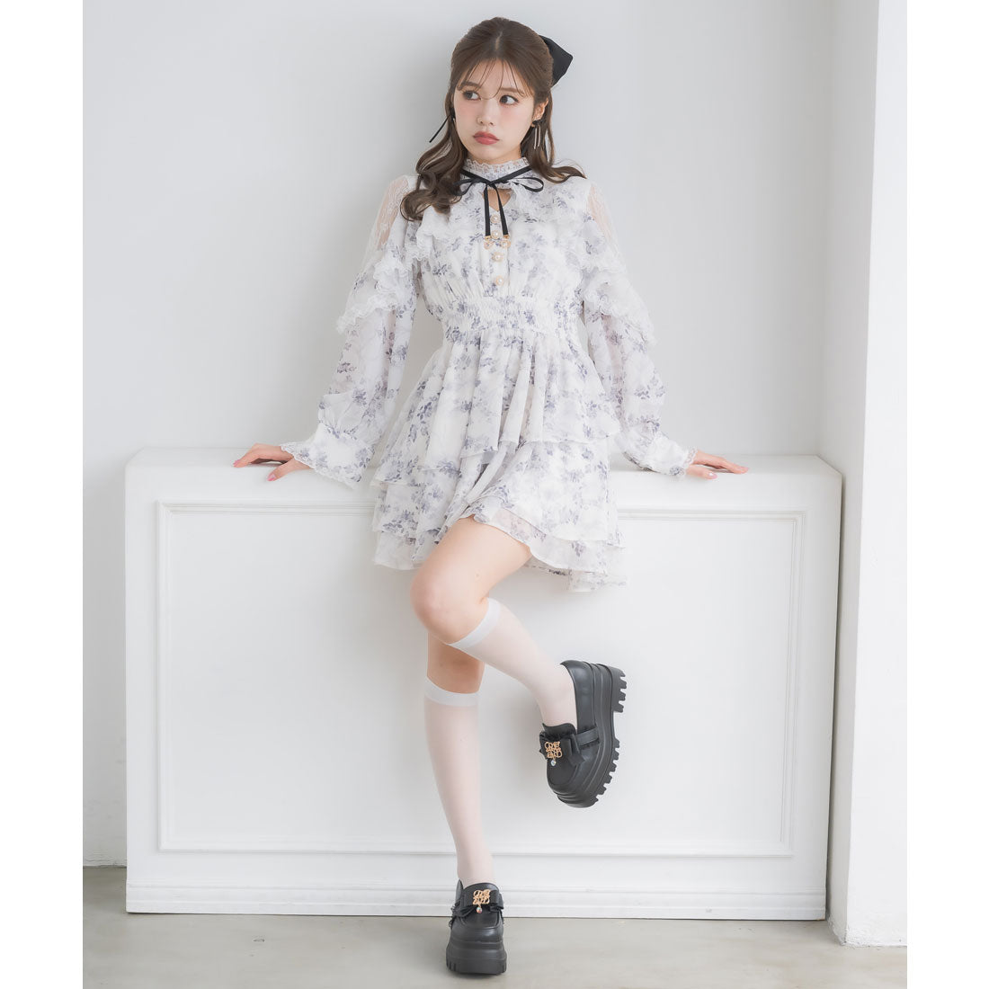 クチュールバイロジータ couture BY ROJITA ラッフルティアードフレアミニワンピース （マルチ） マルチ