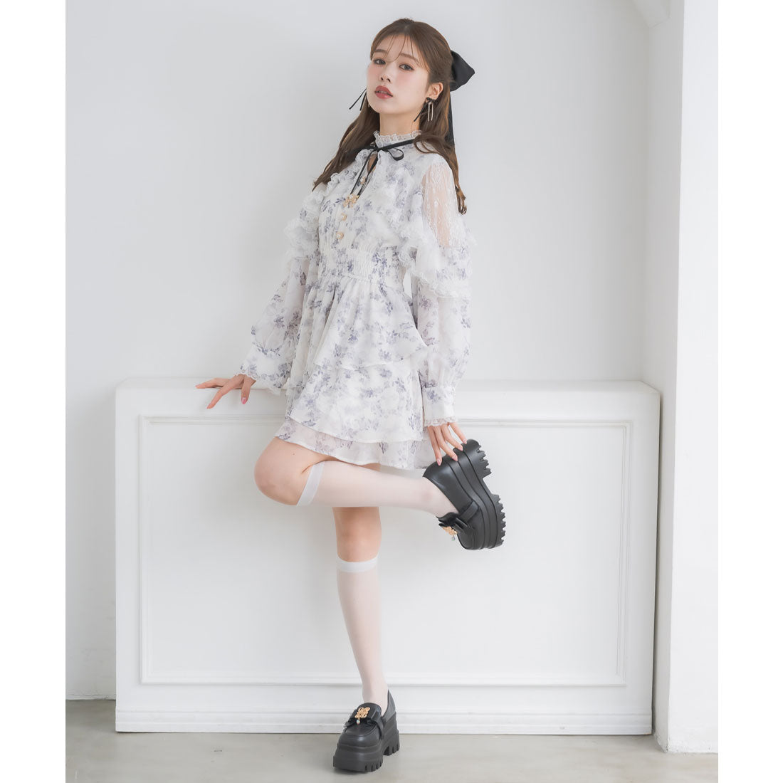 クチュールバイロジータ couture BY ROJITA ラッフルティアードフレアミニワンピース （マルチ） マルチ