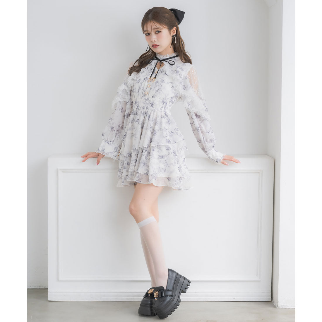 クチュールバイロジータ couture BY ROJITA ラッフルティアードフレアミニワンピース （マルチ） マルチ