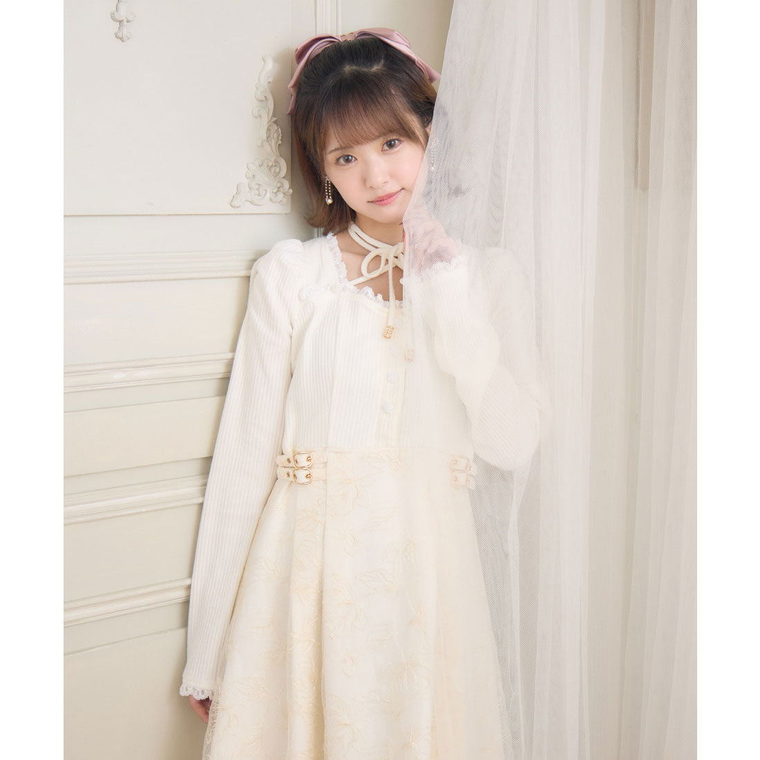 クチュールバイロジータ couture BY ROJITA フラワー刺繍ドッキングワンピース （アイボリー） アイボリー
