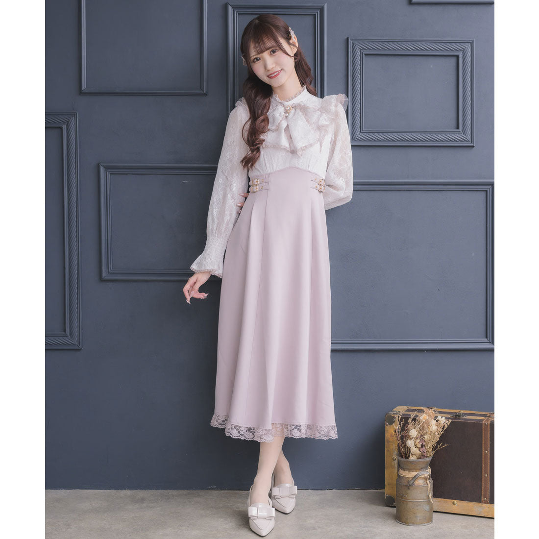 クチュールバイロジータ couture BY ROJITA レーシードッキング長袖ワンピース （ピンク） ピンク