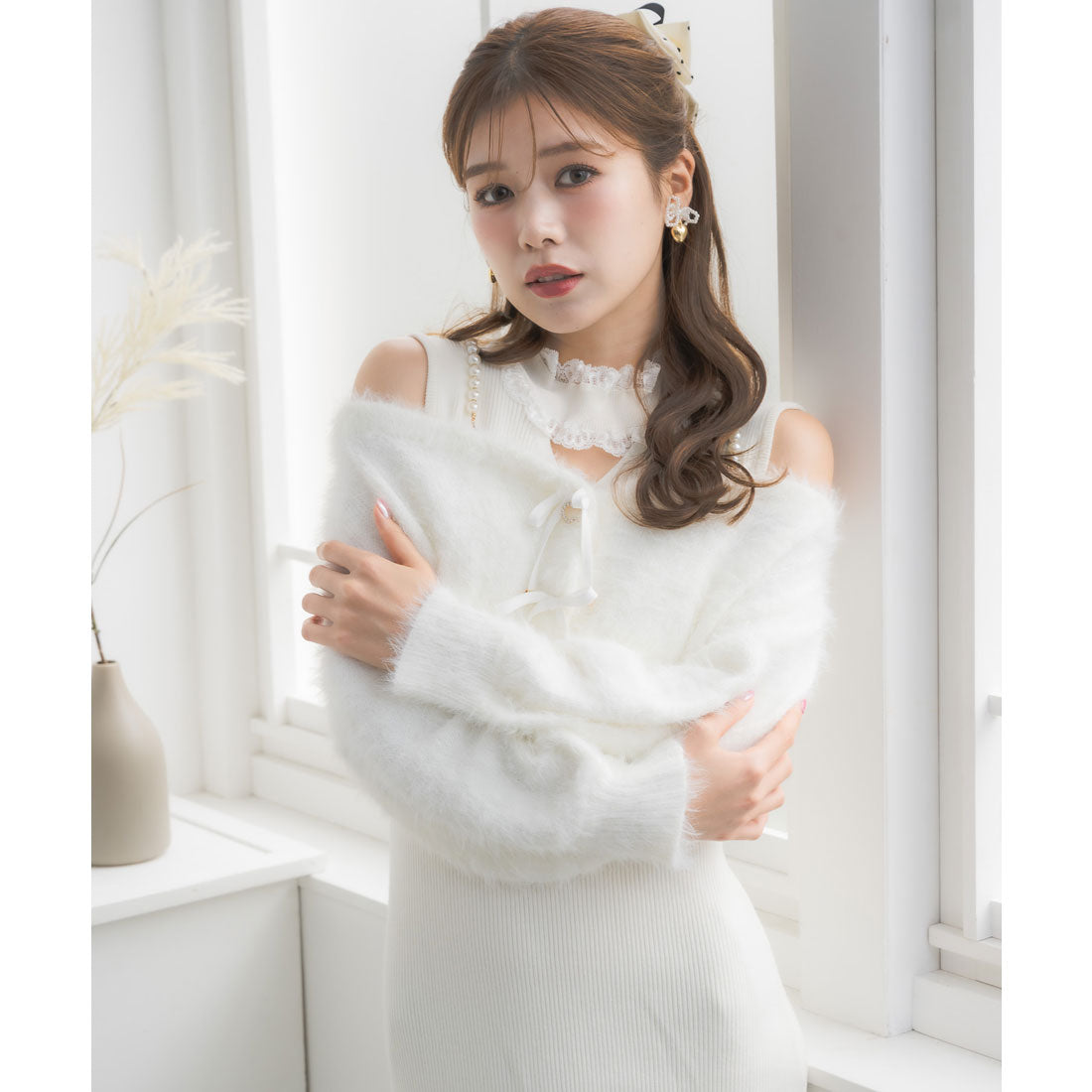 クチュールバイロジータ couture BY ROJITA ニットワンピース×オフショルカーデセット （ピンク） ピンク