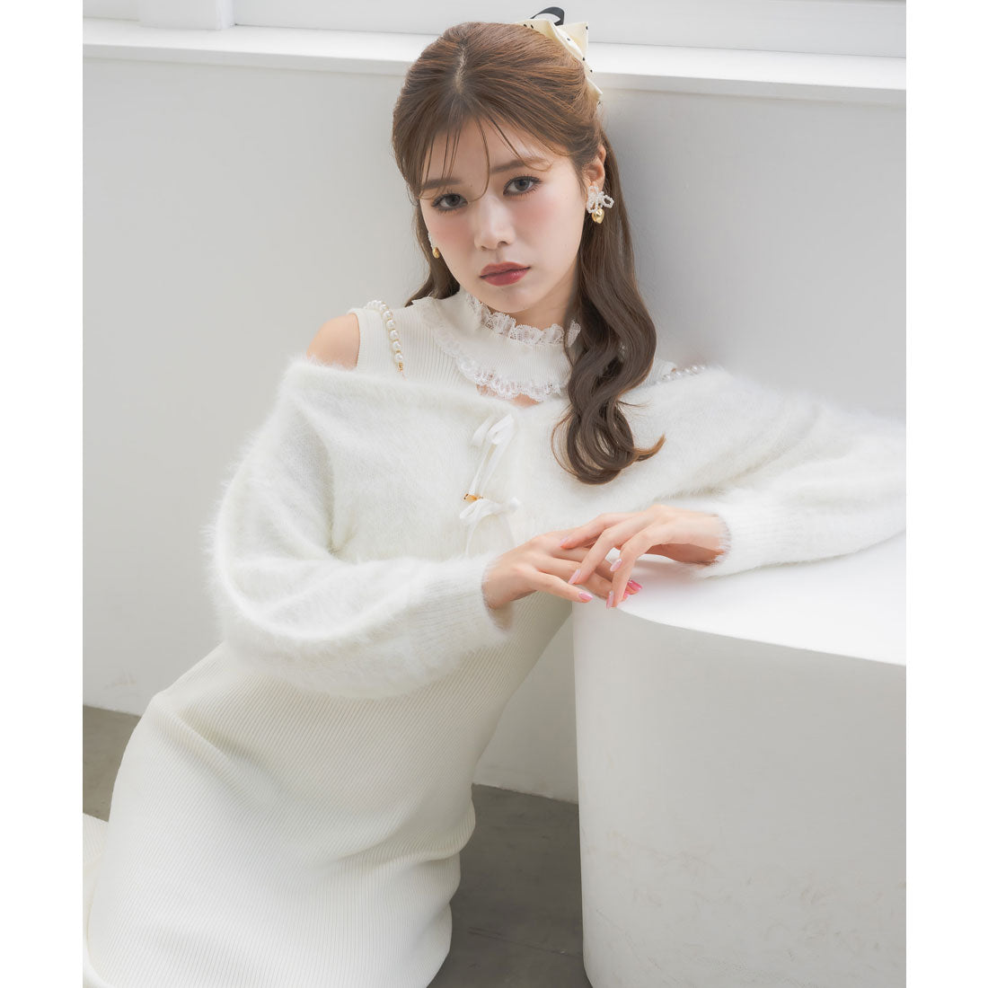 クチュールバイロジータ couture BY ROJITA ニットワンピース×オフショルカーデセット （ピンク） ピンク