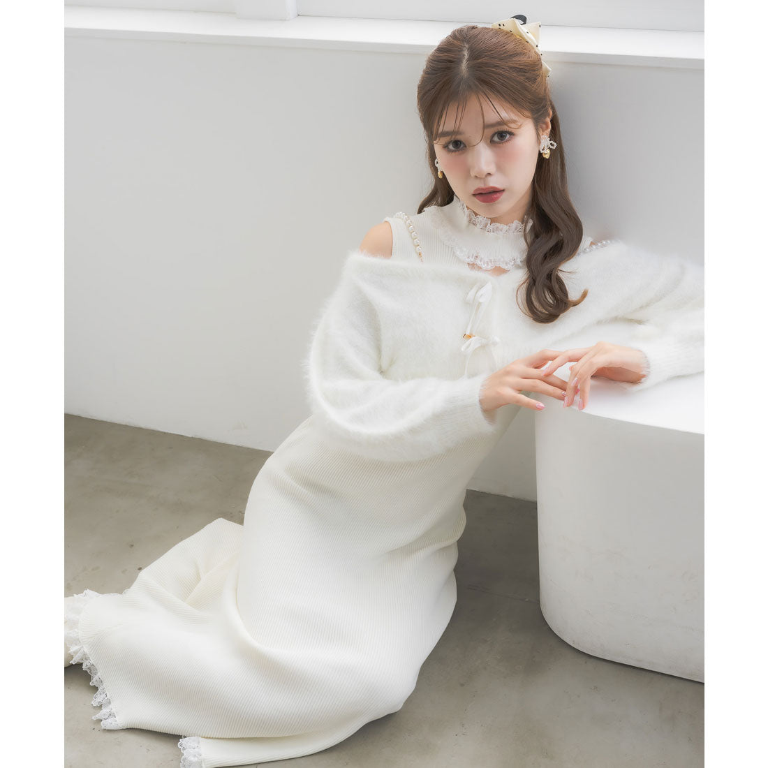 クチュールバイロジータ couture BY ROJITA ニットワンピース×オフショルカーデセット （ピンク） ピンク