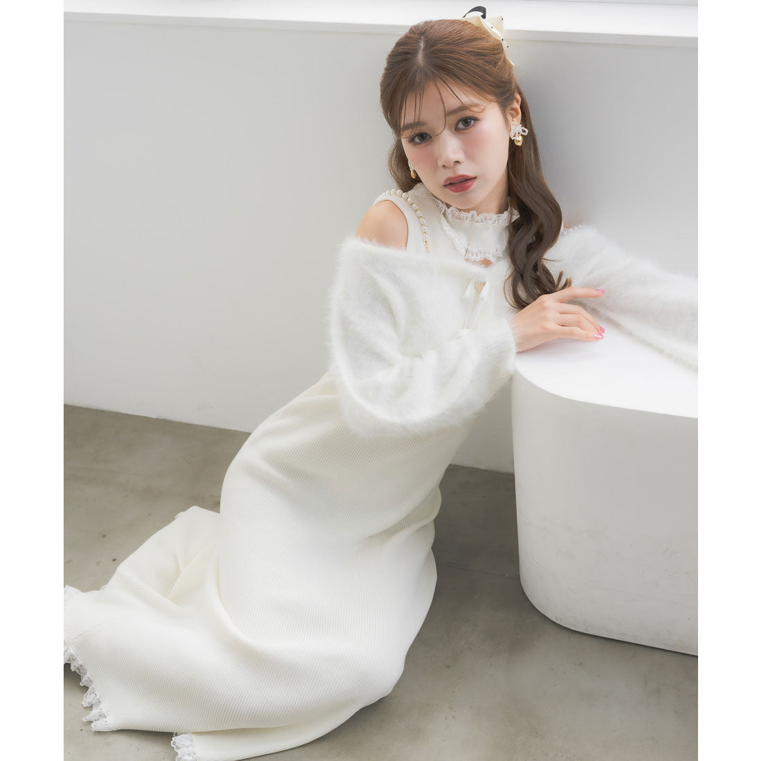 クチュールバイロジータ couture BY ROJITA ニットワンピース×オフショルカーデセット （ピンク） ピンク