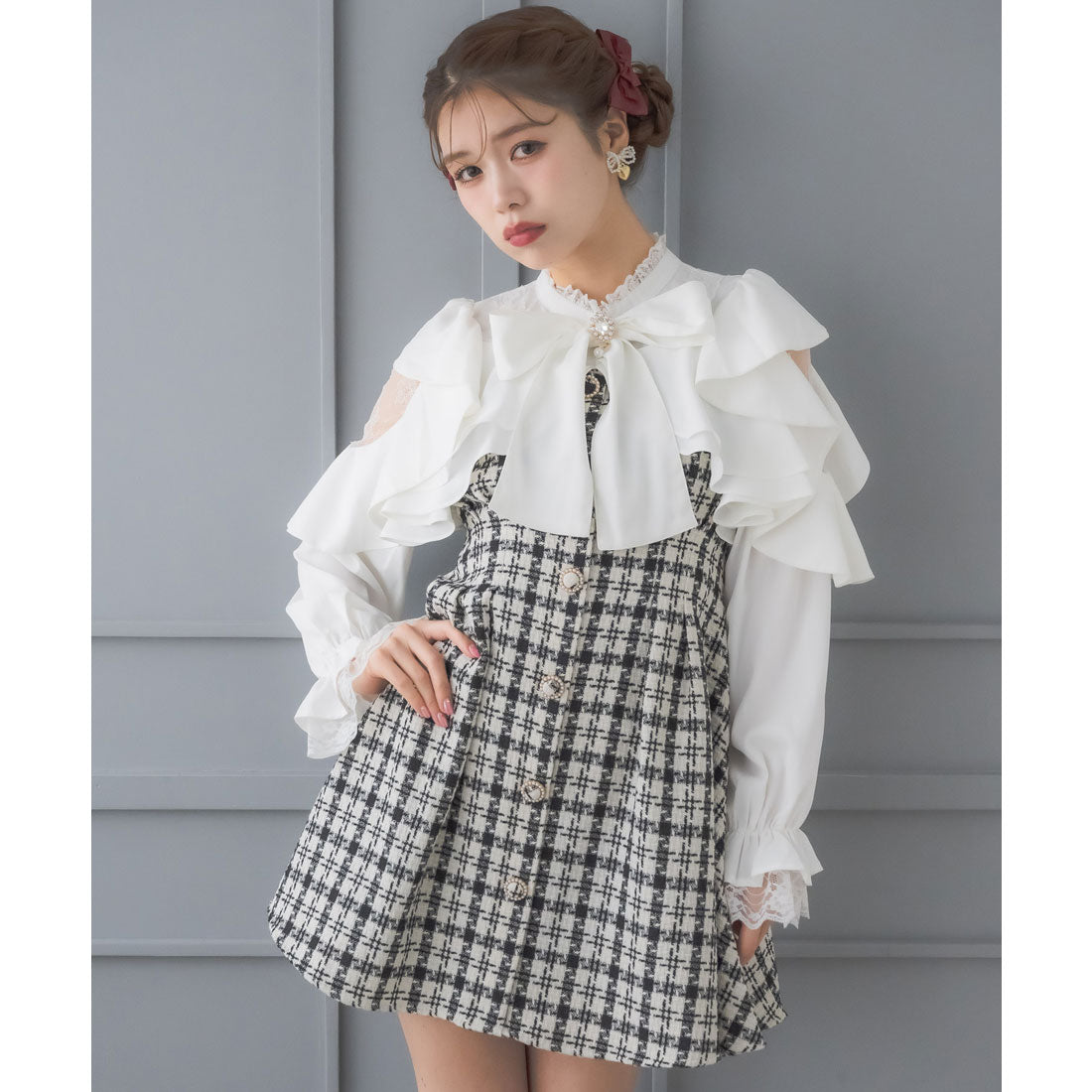 クチュールバイロジータ couture BY ROJITA ラッフルミニワンピース （チェック） チェック