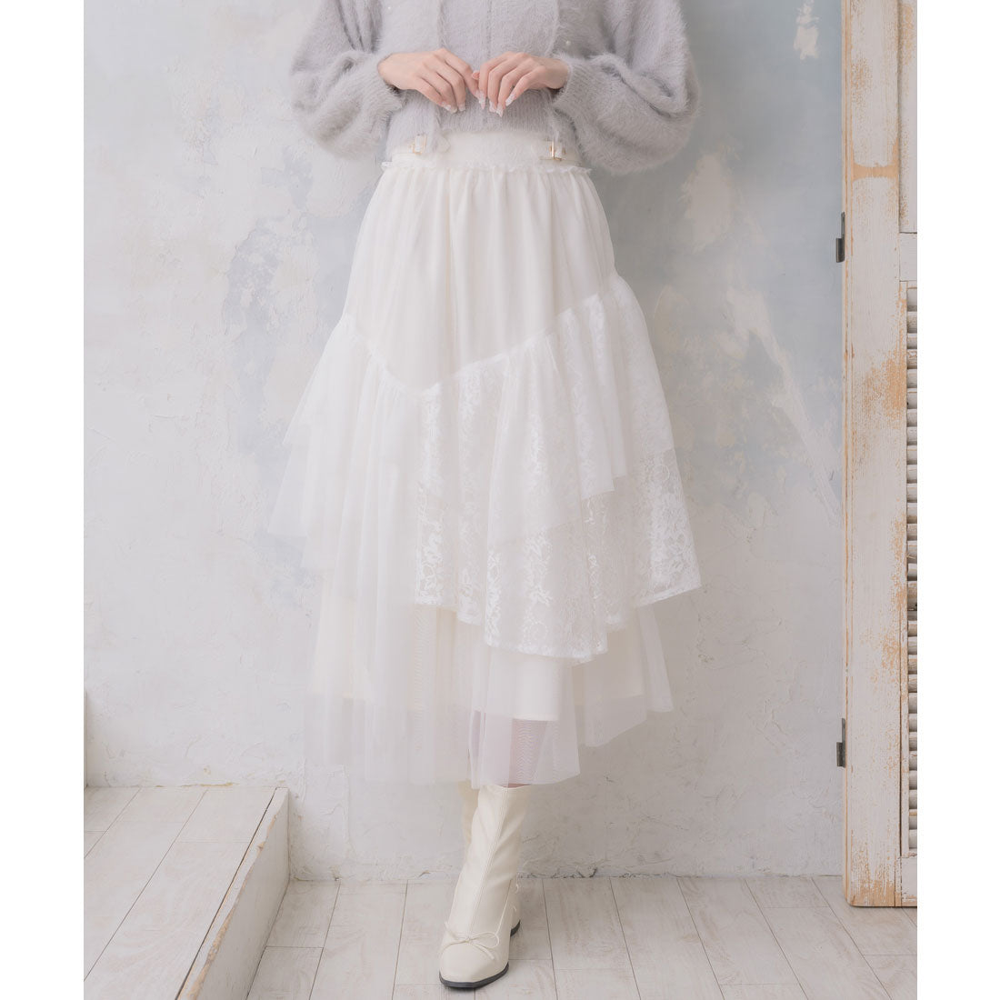 クチュールバイロジータ couture BY ROJITA チュールアシメティアードスカート （アイボリー） アイボリー