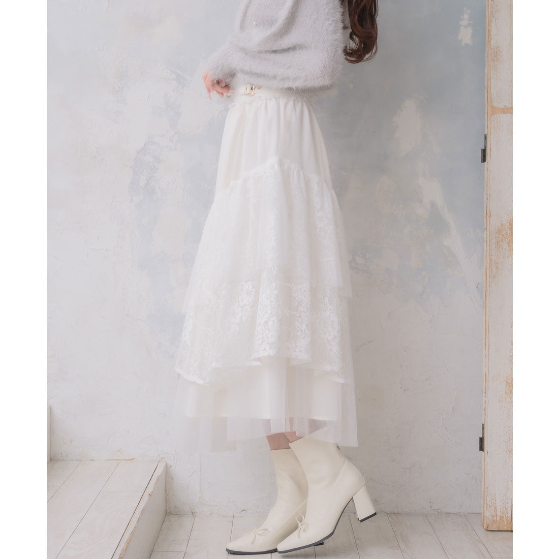 クチュールバイロジータ couture BY ROJITA チュールアシメティアードスカート （アイボリー） アイボリー