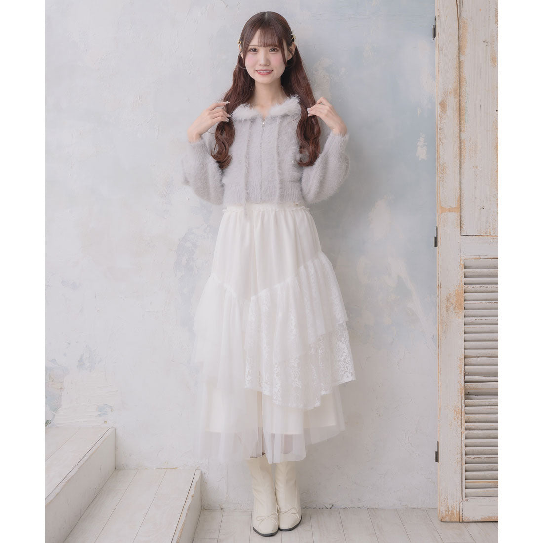 クチュールバイロジータ couture BY ROJITA チュールアシメティアードスカート （アイボリー） アイボリー