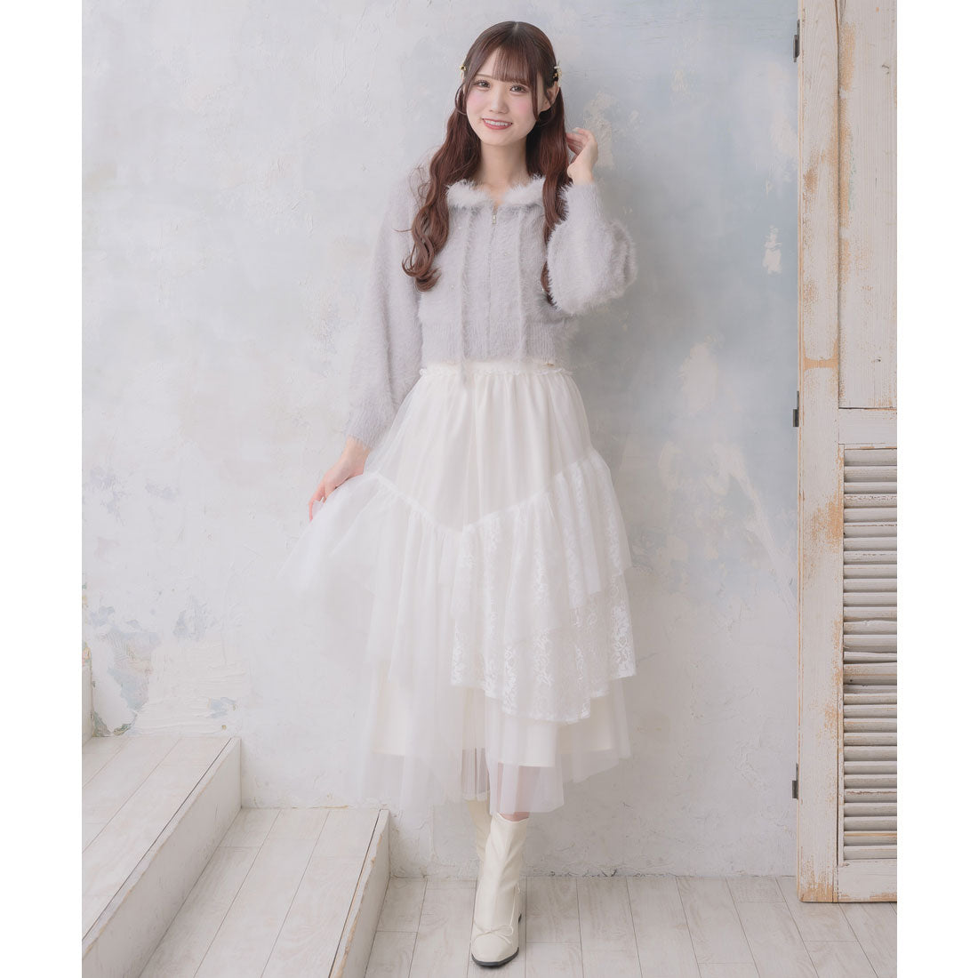 クチュールバイロジータ couture BY ROJITA チュールアシメティアードスカート （アイボリー） アイボリー