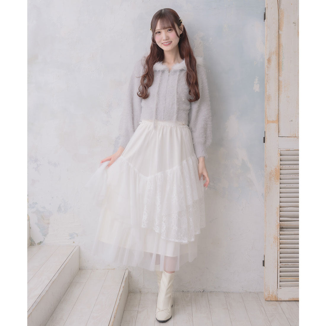 クチュールバイロジータ couture BY ROJITA チュールアシメティアードスカート （アイボリー） アイボリー