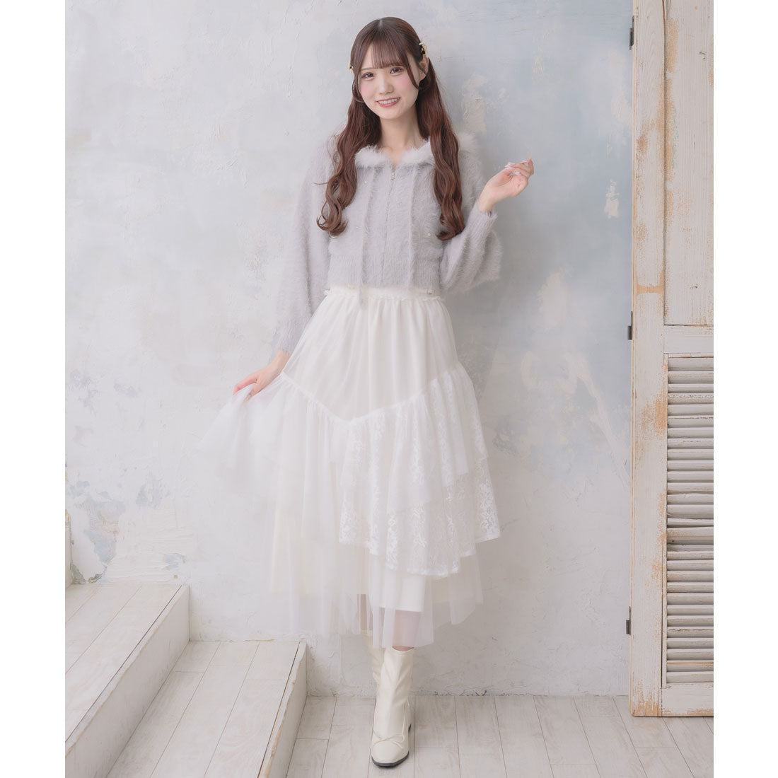 クチュールバイロジータ couture BY ROJITA チュールアシメティアードスカート （アイボリー） アイボリー