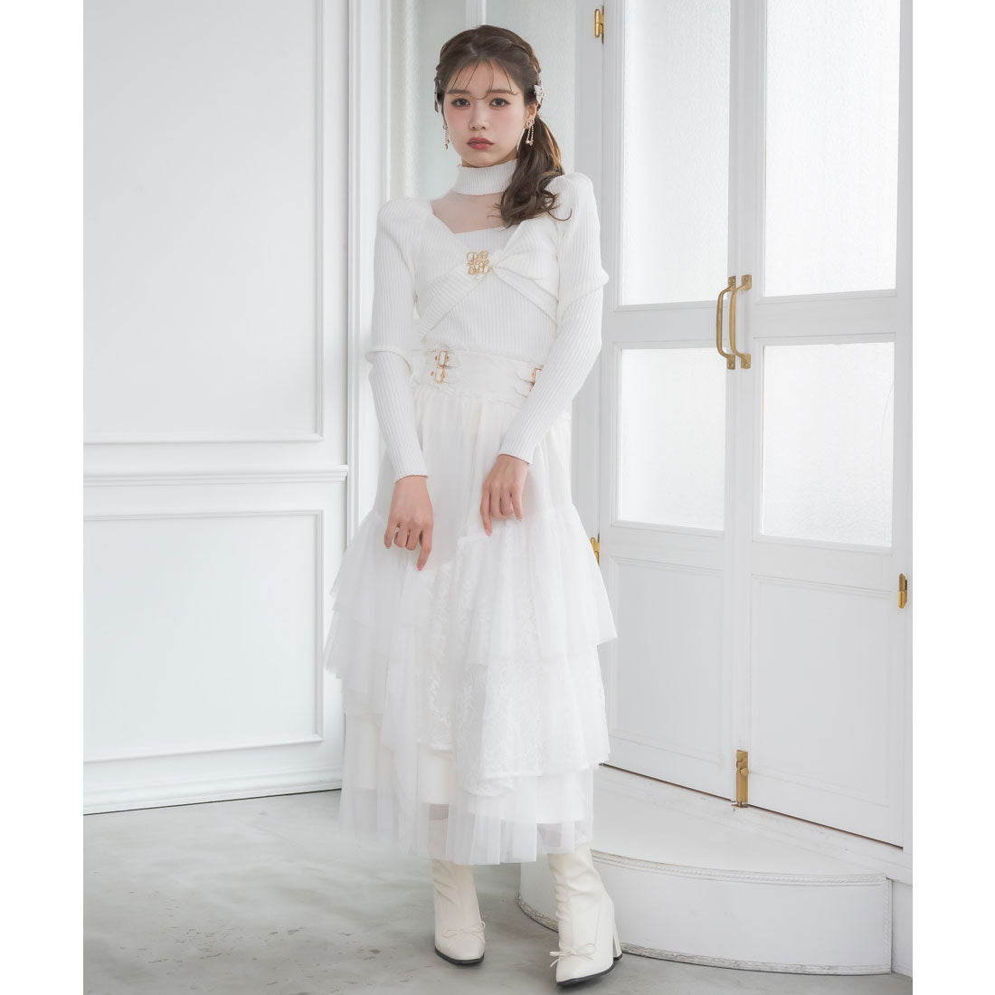 クチュールバイロジータ couture BY ROJITA チュールアシメティアードスカート （アイボリー） アイボリー