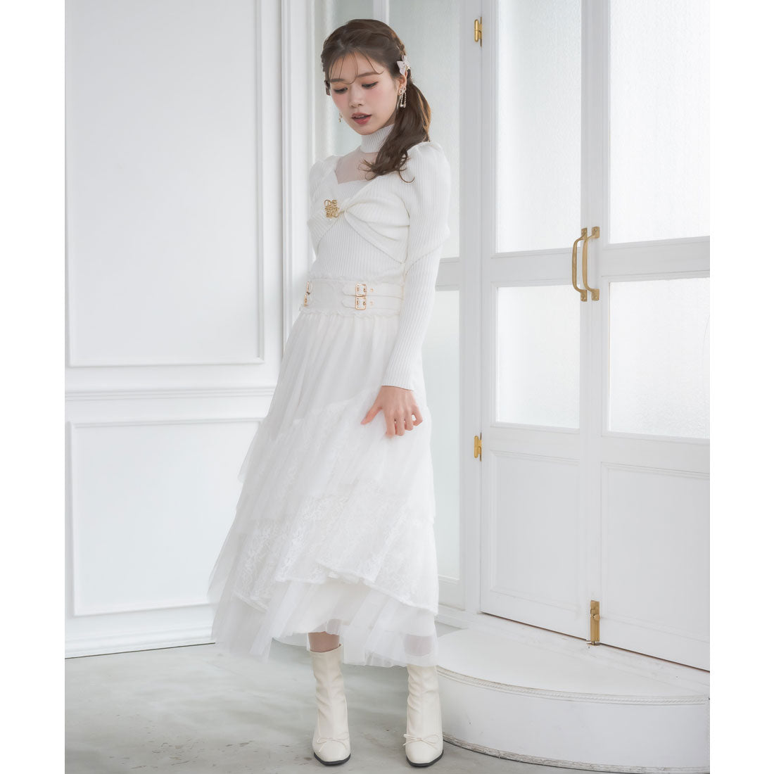 クチュールバイロジータ couture BY ROJITA チュールアシメティアードスカート （アイボリー） アイボリー