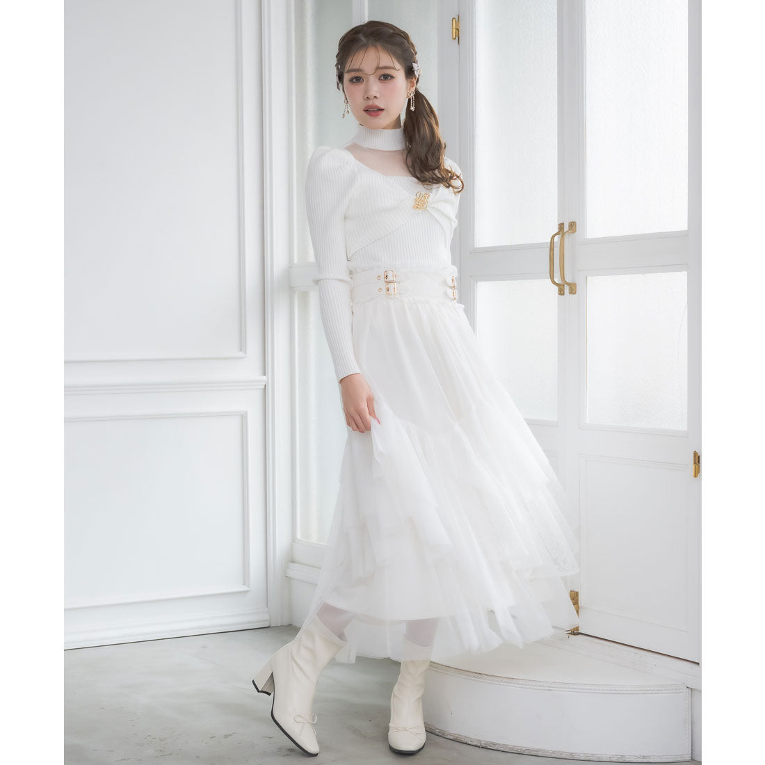クチュールバイロジータ couture BY ROJITA チュールアシメティアードスカート （アイボリー） アイボリー