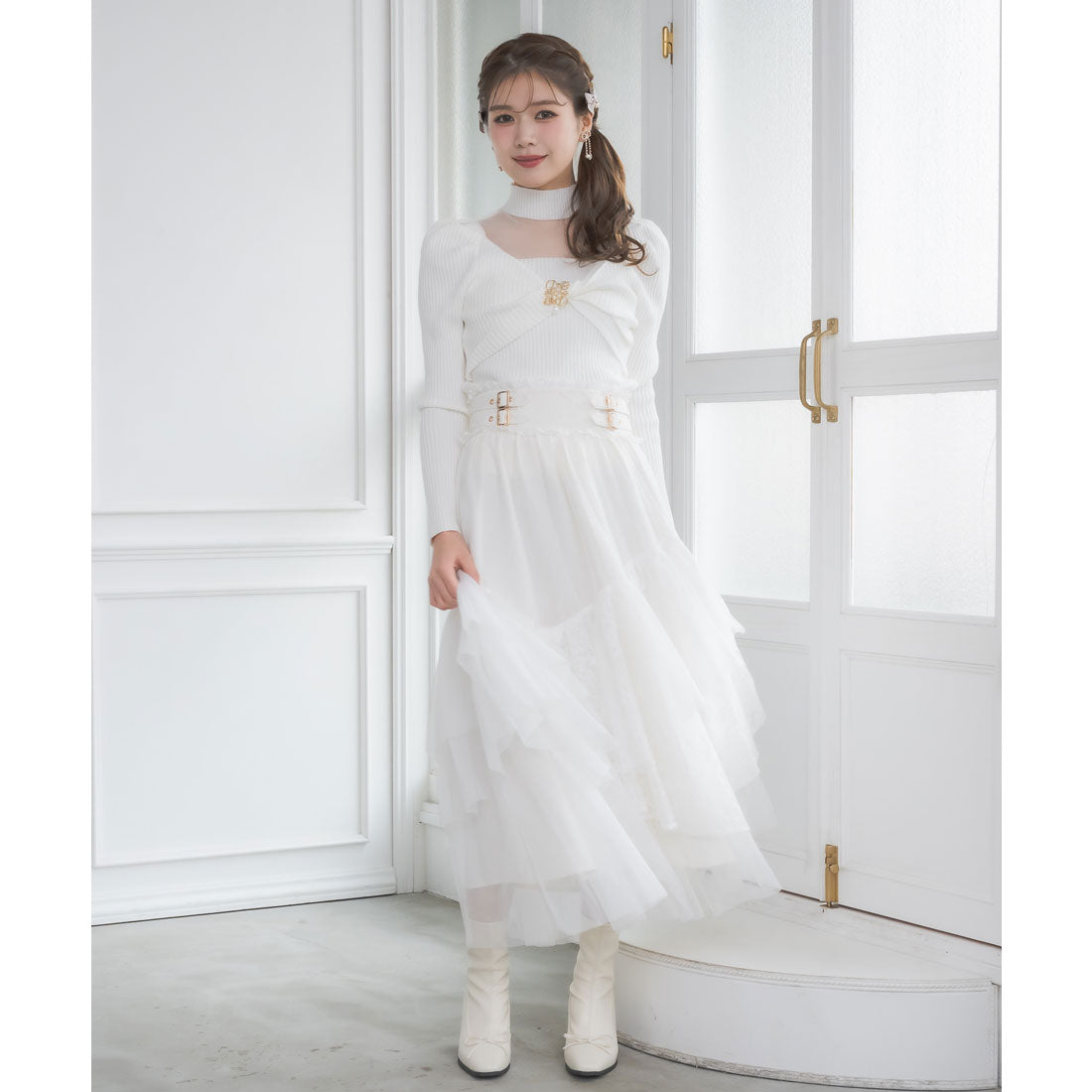クチュールバイロジータ couture BY ROJITA チュールアシメティアードスカート （アイボリー） アイボリー