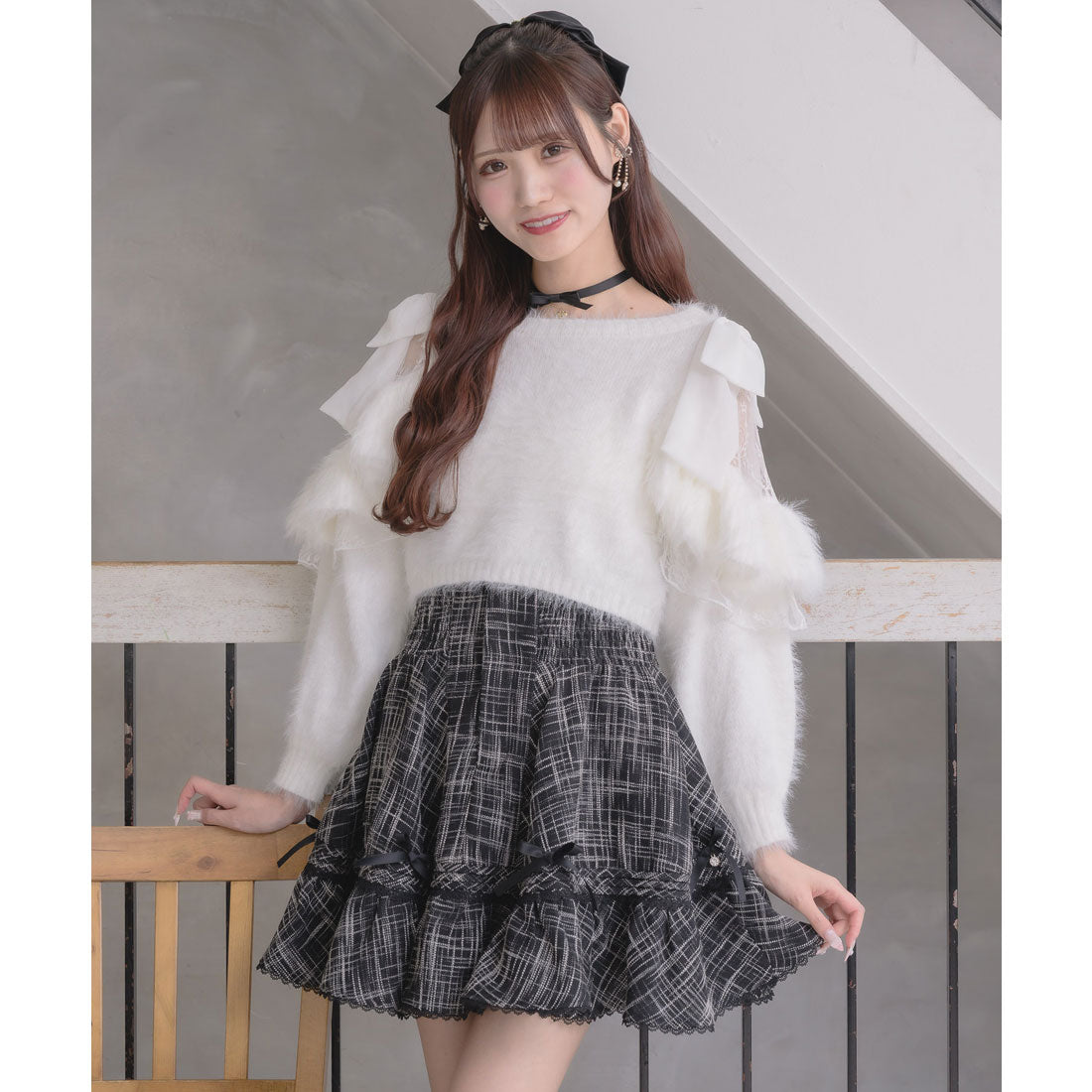 クチュールバイロジータ couture BY ROJITA リボン付ウエストシャーリングスカート （チェック） チェック