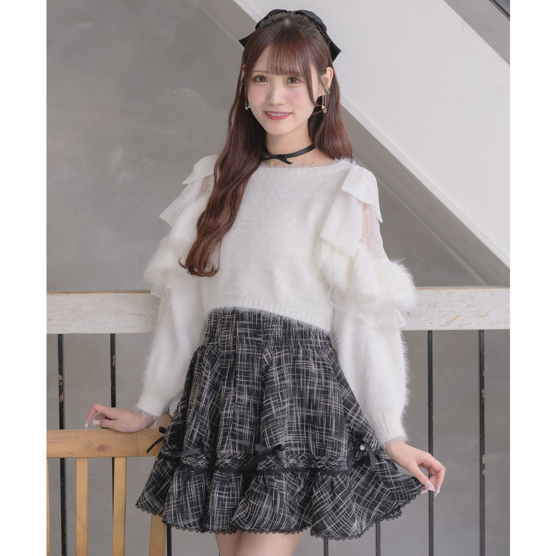 クチュールバイロジータ couture BY ROJITA リボン付ウエストシャーリングスカート （チェック） チェック