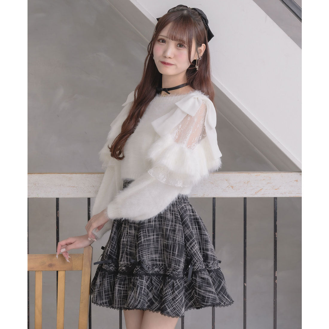 クチュールバイロジータ couture BY ROJITA リボン付ウエストシャーリングスカート （チェック） チェック