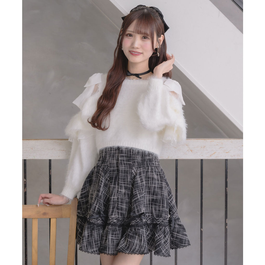 クチュールバイロジータ couture BY ROJITA リボン付ウエストシャーリングスカート （チェック） チェック