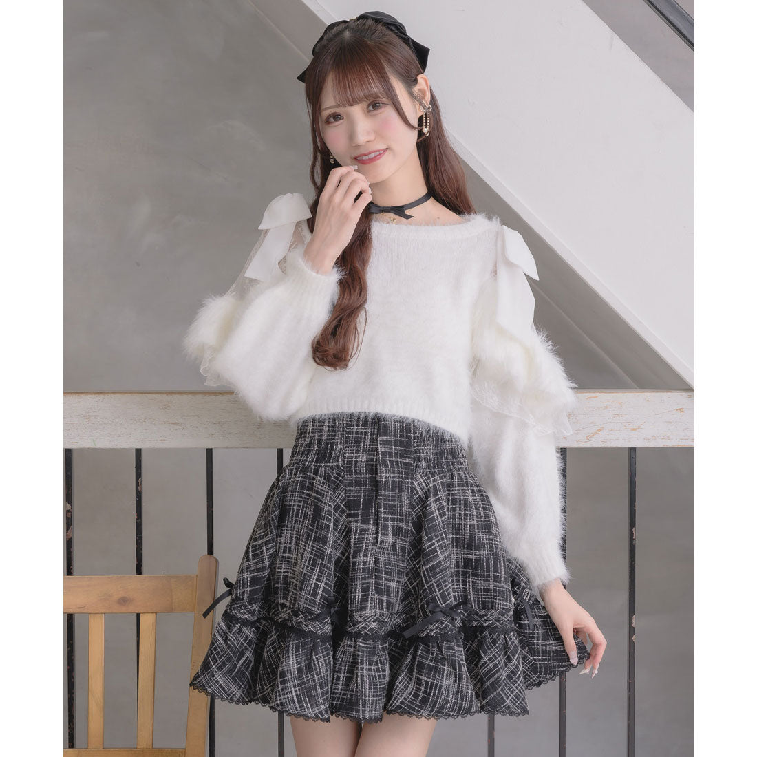 クチュールバイロジータ couture BY ROJITA リボン付ウエストシャーリングスカート （チェック） チェック